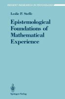 Epistemological foundations of mathematical experience /
