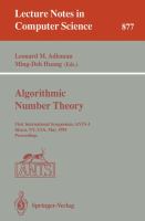 Algorithmic number theory : first international symposium, ANTS-I, Ithaca, NY, USA, May 6-9, 1994 : proceedings /