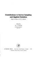 Contributions to survey sampling and applied statistics : papers in honor of H. O. Hartley /