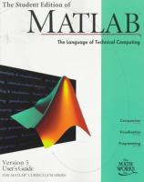 The student edition of MATLAB : version 5, user's guide /