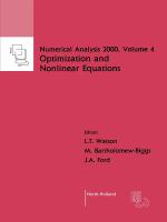 Optimization and nonlinear equations /