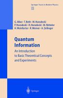 Quantum information : an introduction to basic theoretical concepts and experiments /