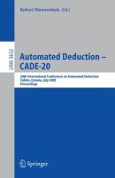 Automated deduction, CADE-20 20th International Conference on Automated Deduction, Tallinn, Estonia, July 22-27, 2005 : proceedings /