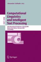 Computational linguistics and intelligent text processing 6th international conference, CICLing 2005, Mexico City, Mexico, Februray 13-19, 2005 : proceedings /
