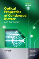 Optical properties of condensed matter and applications /