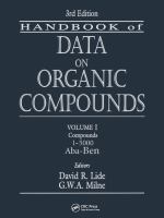 Handbook of data on organic compounds /