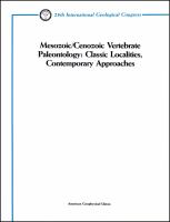 Mesozoic/Cenozoic vertebrate paleontology : classic localities, contemporary approaches /