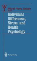 Individual differences, stress, and health psychology /