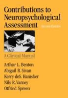 Contributions to neuropsychological assessment : a clinical manual /