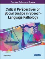 Critical perspectives on social justice in speech-language pathology /