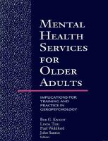 Mental health services for older adults : implications for training and practice in geropsychology /