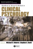 Handbook of research methods in clinical psychology /