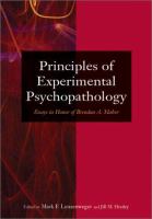 Principles of experimental psychopathology : essays in honor of Brendan A. Maher /
