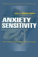 Anxiety sensitivity : theory, research, and treatment of the fear of anxiety /
