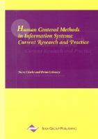 Human centered methods in information systems current research and practice /
