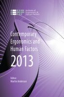 Contemporary ergonomics and human factors 2013
