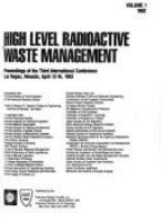 High level radioactive waste management : proceedings of the third international conference, Las Vegas, Nevada, April 12-16, 1992 /