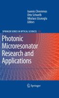 Photonic microresonator research and applications