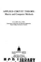Applied circuit theory : matrix and computer methods /