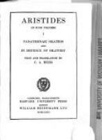 Aristides in four volumes /