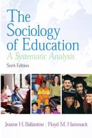 The sociology of education : a systematic analysis /