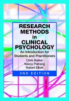 Research methods in clinical psychology : an introduction for students and practitioners /