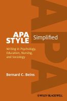 APA style simplified writing in psychology, education, nursing, and sociology /