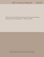 Samoa : Financial Sector Assessment Program: banking supervision and regulation: technical note.