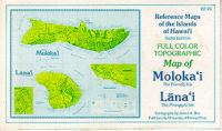 Full color topographic map of Molokaʻi, the Friendly Isle, Lānaʻi, the Pineapple Isle