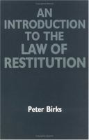 An introduction to the law of restitution /