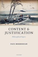 Content and justification : philosophical papers /