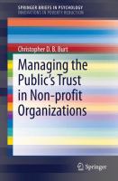 Managing the public's trust in non-profit organizations /