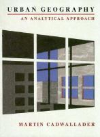 Urban geography : an analytical approach /