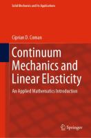 Continuum Mechanics and Linear Elasticity An Applied Mathematics Introduction /