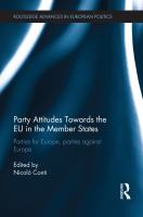 Party attitudes towards the EU in the member states parties for Europe, parties against Europe /