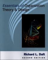 Essentials of organization theory & design /