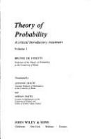 Theory of probability : a critical introductory treatment /
