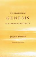The problem of Genesis in Husserl's philosophy /
