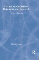Statistical methods for organizational research : theory and practice /