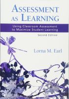 Assessment as learning : using classroom assessment to maximize student learning /