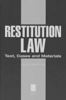 Restitution law : text, cases and materials /