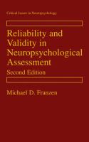 Reliability and validity in neuropsychological assessment /