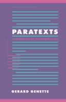 Paratexts : thresholds of interpretation /