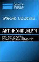 Anti-individualism : mind and language, knowledge and justification /