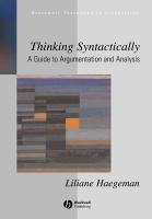 Thinking syntactically : a guide to argumentation and analysis /