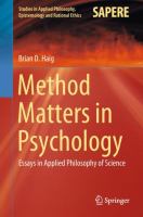 Method matters in psychology : essays in applied philosophy of science /
