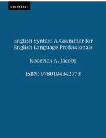 English syntax : a grammar for English language professionals /