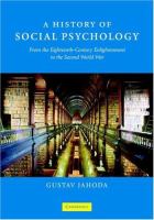 A history of social psychology : from the eighteenth-century enlightenment to the Second World War /