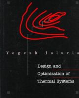 Design and optimization of thermal systems /