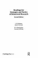 Readings for Strategies and tactics of behavioral research /